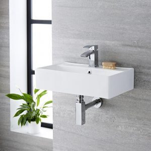 Close up of floating sink as per bathroom design supply & installation.
